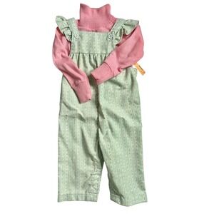 NWT Vintage Health-tex Jumper Set Kids Girls 12 M Floral Corduroy Cottagecore